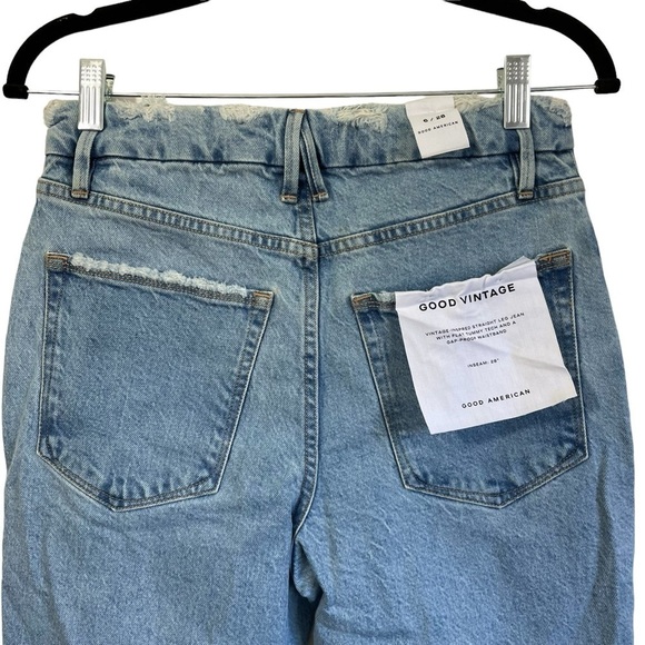 Good American Good Vintage Jean Straight Leg Distressed Hi Rise Size 6 / 28 NWT - Picture 6 of 11